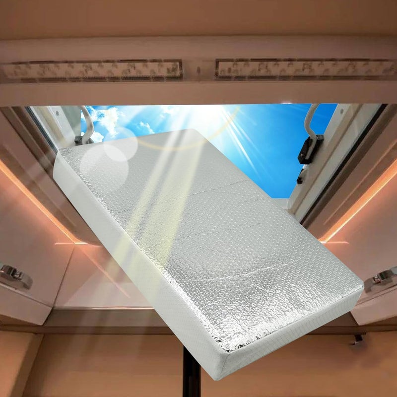 runfider 22 * 14 * 3"" RV Vent Insulator RV Skylight Cover with Reflective Surface Universal Camper Skylight Shade for Vent Inside Camper Trailer Thermal insulation in winter and summer, White - Image 1